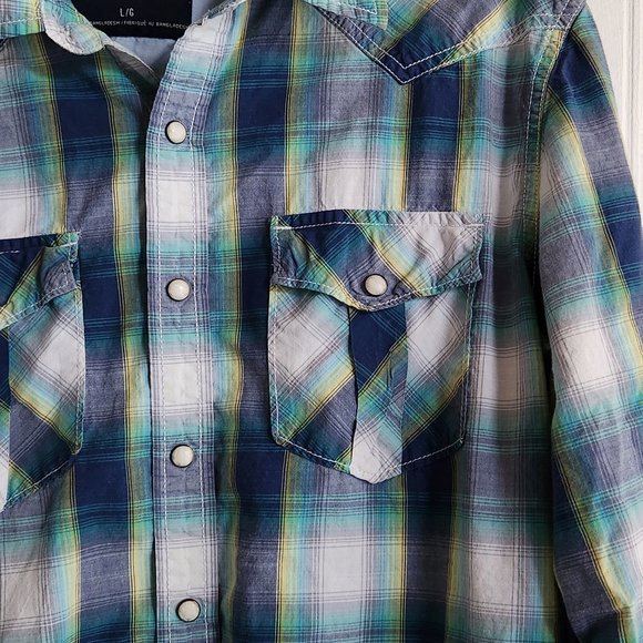 AMERICAN EAGLE Men's Plaid Long Sleeve Snap Front Shirt - Large - Picture 2 of 5